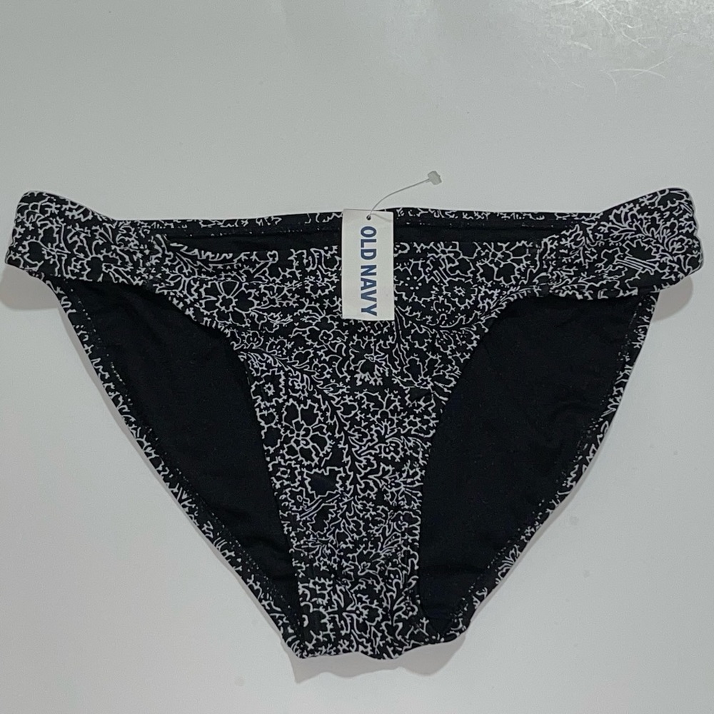 Old Navy Black & White Floral Tanga Bottom, NWT, Size XS, S, M, L, XL
